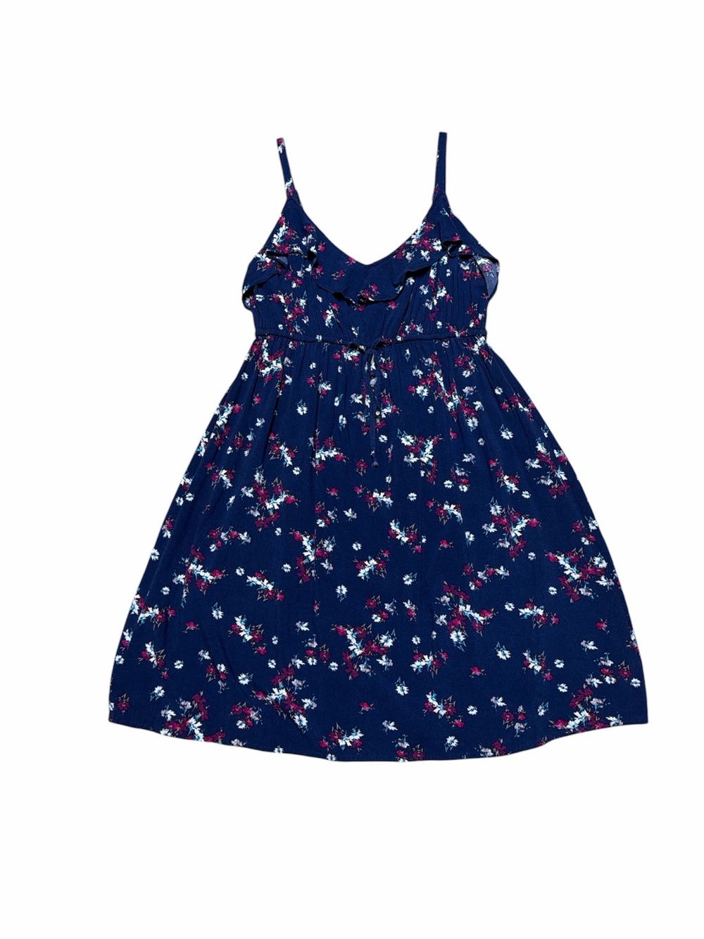 Torrid Challis Ruffle Tank Mini Dress Women’s 0 Blue Floral Tie Waist Casual